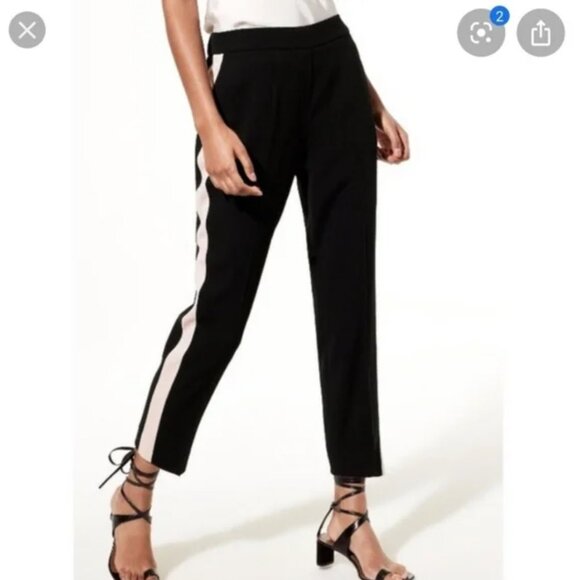 Babaton Aritzia Conan Black Side Stripe Tuxedo Crepe Ankle Trouser Pants Size 6 - Picture 2 of 7